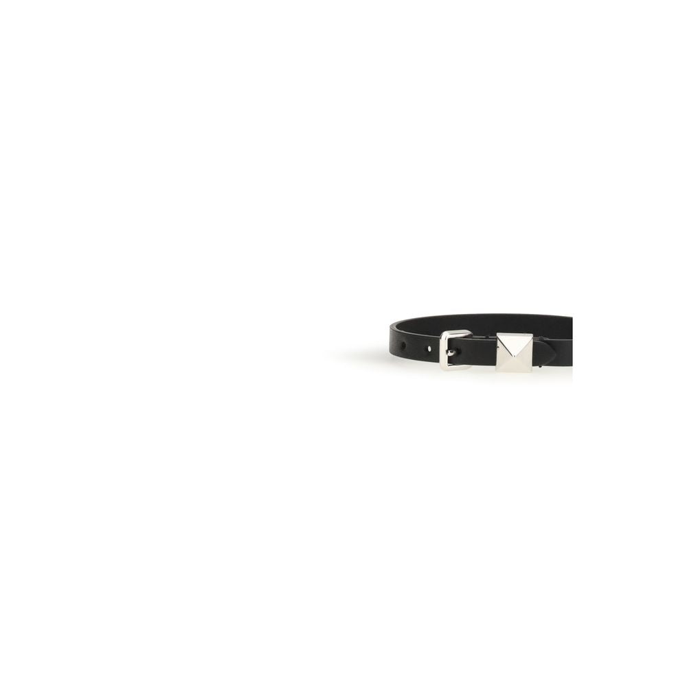 Valentino Garavani Black Calf Leather Bos Taurus Bracelet
