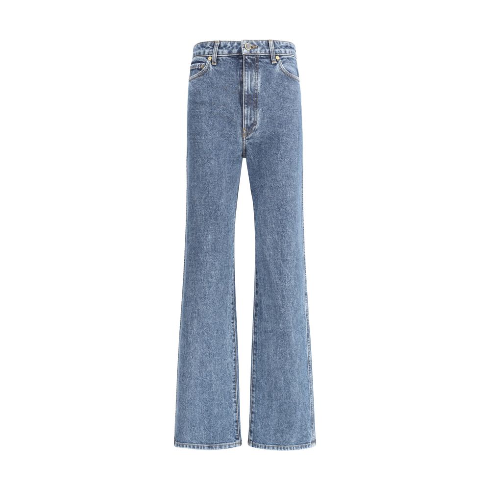 Khaite Blue Cotton Flared Jeans