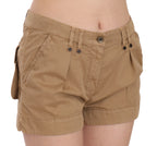 PLEIN SUD Brown Mid Waist 100% Cotton Mini Shorts