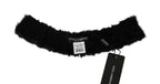 Dolce & Gabbana Black Fur Neck Collar Wrap Lambskin Scarf