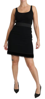 Dolce & Gabbana Black A-line High Waist Mini Viscose Skirt