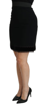 Dolce & Gabbana Black A-line High Waist Mini Viscose Skirt