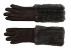 Dolce & Gabbana Brown Mid Arm Length Leather Fur Gloves
