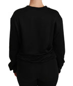 Dolce & Gabbana Black Cotton Crewneck Pullover Sweater
