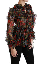 Dolce & Gabbana Black Floral Roses Blouse Silk Top