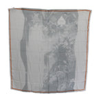 Costume National Gray Orange Silk Floral Foulard Wrap Scarf