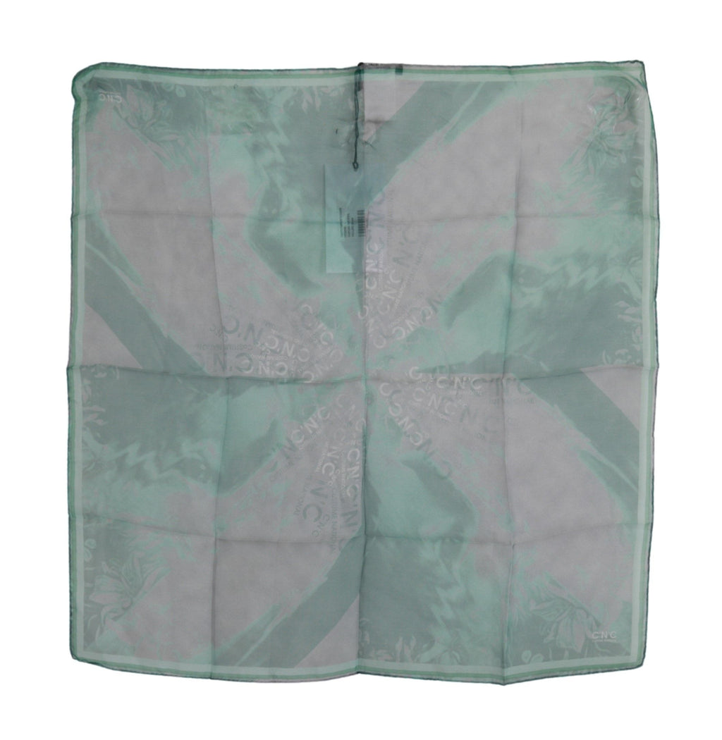 Costume National Green Silk Shawl Foulard Wrap Scarf