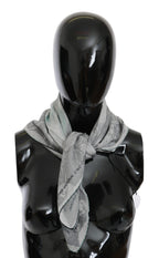 Costume National Gray Silk Shawl Foulard Wrap Scarf