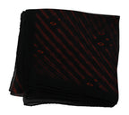 Costume National Black Orange 100% Silk Branded Scarf