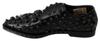 Dolce & Gabbana Black Leather Crystals Dress Broque Shoes