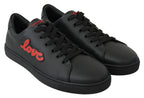 Dolce & Gabbana Black Leather Love Heart Sneakers Womens Shoes