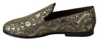 Dolce & Gabbana Gold Jacquard Flats Mens Loafers Shoes