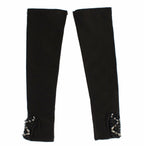 Dolce & Gabbana Black Leather Crystal Beaded Finger Free Gloves