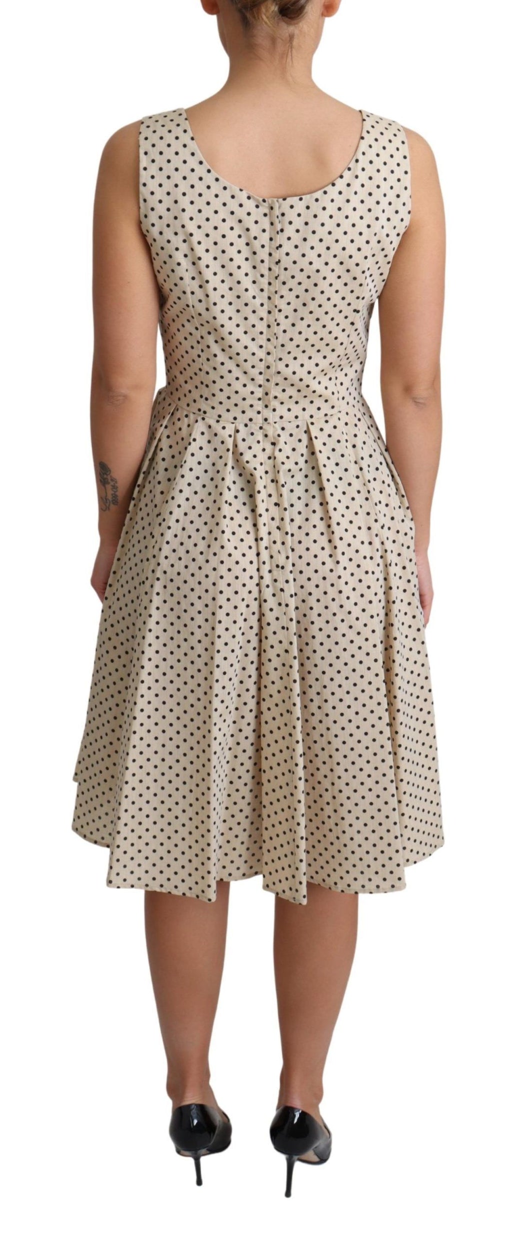 Dolce & Gabbana Beige Polka Dotted Cotton A-Line Dress