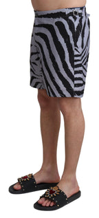 Dolce & Gabbana Gray Zebra Print Beachwear Shorts