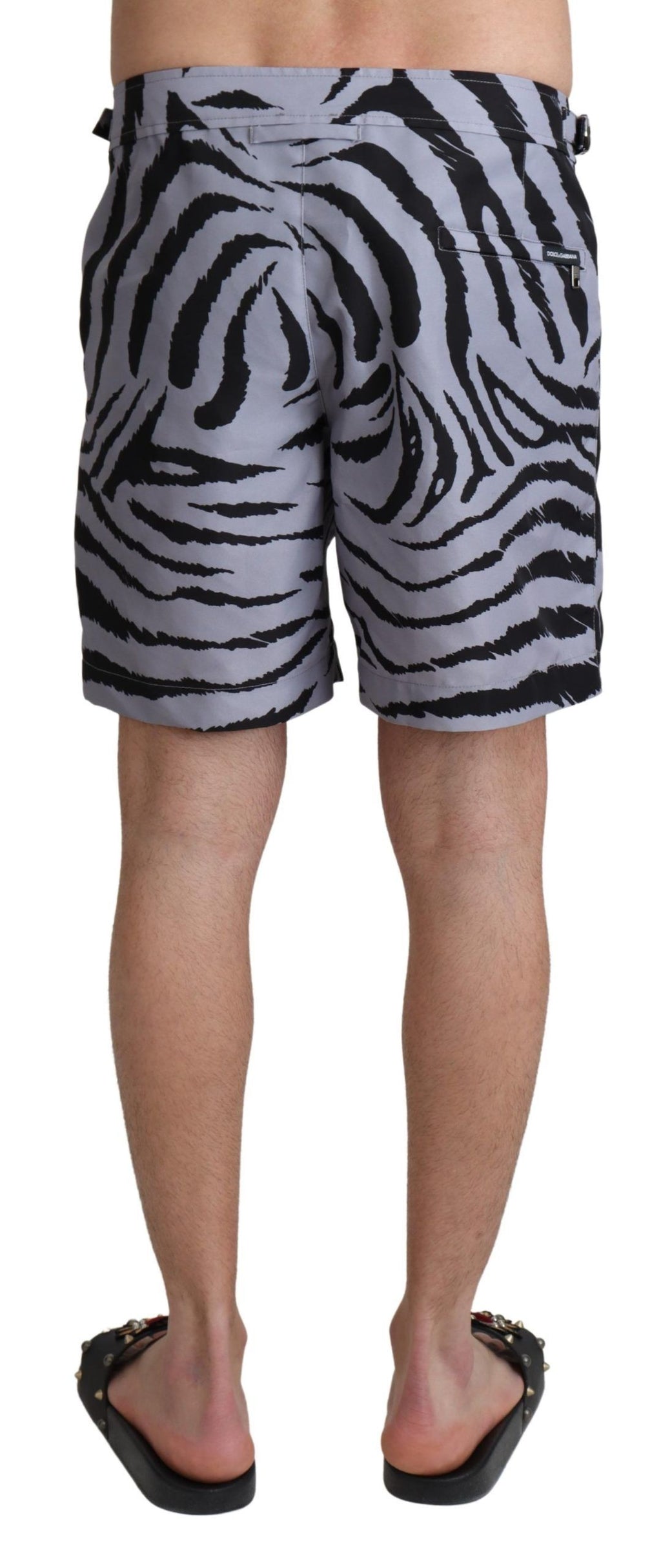 Dolce & Gabbana Gray Zebra Print Beachwear Shorts