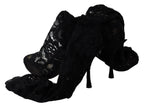 Dolce & Gabbana Black Taormina Lace Socks Boots Shoes Pumps