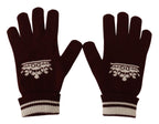 Dolce & Gabbana Red White D&G Logo Crown Cashmere Gloves