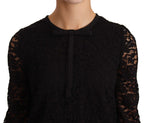 Dolce & Gabbana Black Floral Lace Nylon Blouse Top