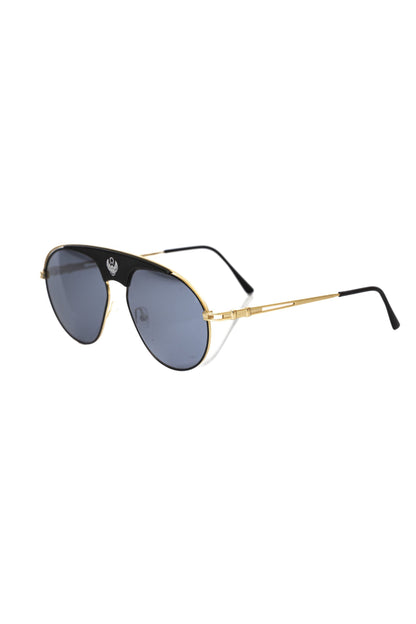 Frankie Morello Black Metallic Fiber Men Sunglasses