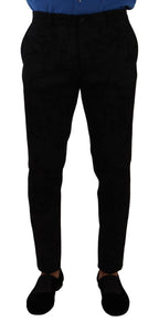 Dolce & Gabbana Black Brocade Skinny Formal Trouser Dress Pants