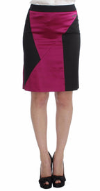 Exte Pink Black Above Knees Cotton Stretch Skirt