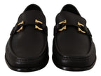 Salvatore Ferragamo Black Calf Leather Moccasins Loafers Shoes