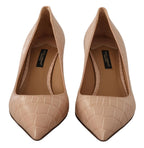 Dolce & Gabbana Beige Leather Pointed Heels Pumps Shoes