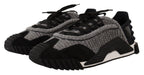 Dolce & Gabbana Black Gray Fabric Lace Up NS1 Sneakers Shoes