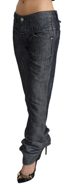 Acht Dark Gray Ramie Mid Wide Waist Straight Denim Jeans