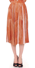 Licia Florio Brown Orange Below Knee Full Skirt