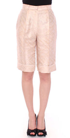 Zeyneptosun Beige Brocade Above Knee Shorts