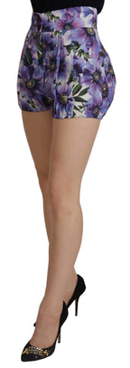 Dolce & Gabbana Purple Anemone High Waist Hot Pants Shorts