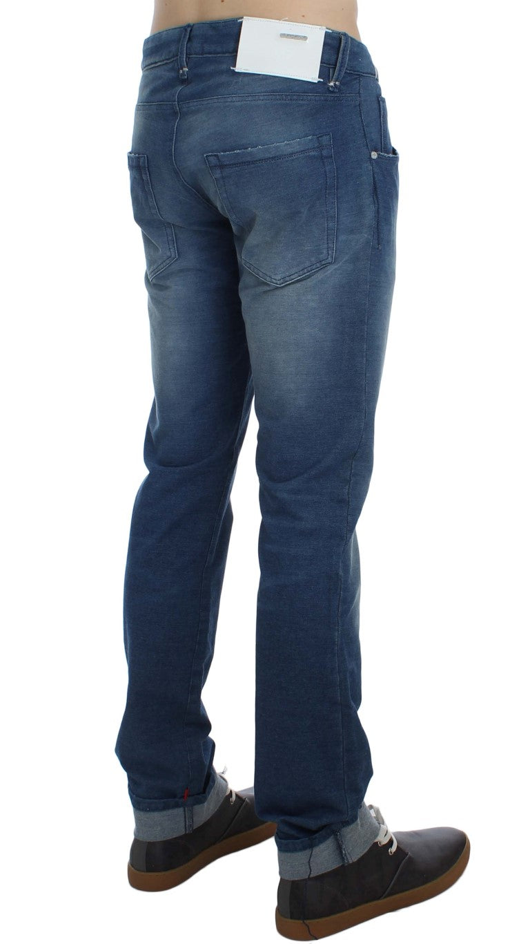 Acht Blue Wash Denim Cotton Stretch Slim Fit Jeans