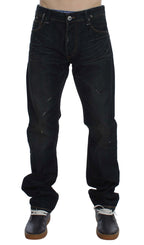 Acht Blue Wash Cotton Denim Straight Fit Jeans