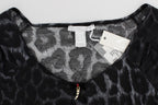 Cavalli Gray Leopard Modal T-Shirt Blouse Top