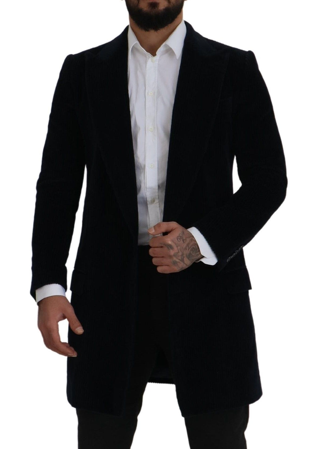 Dolce & Gabbana Black Cotton Cardigan Long Coat Men Jacket