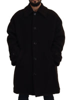 Dolce & Gabbana Black Alpaca Button Down Trench Coat Jacket