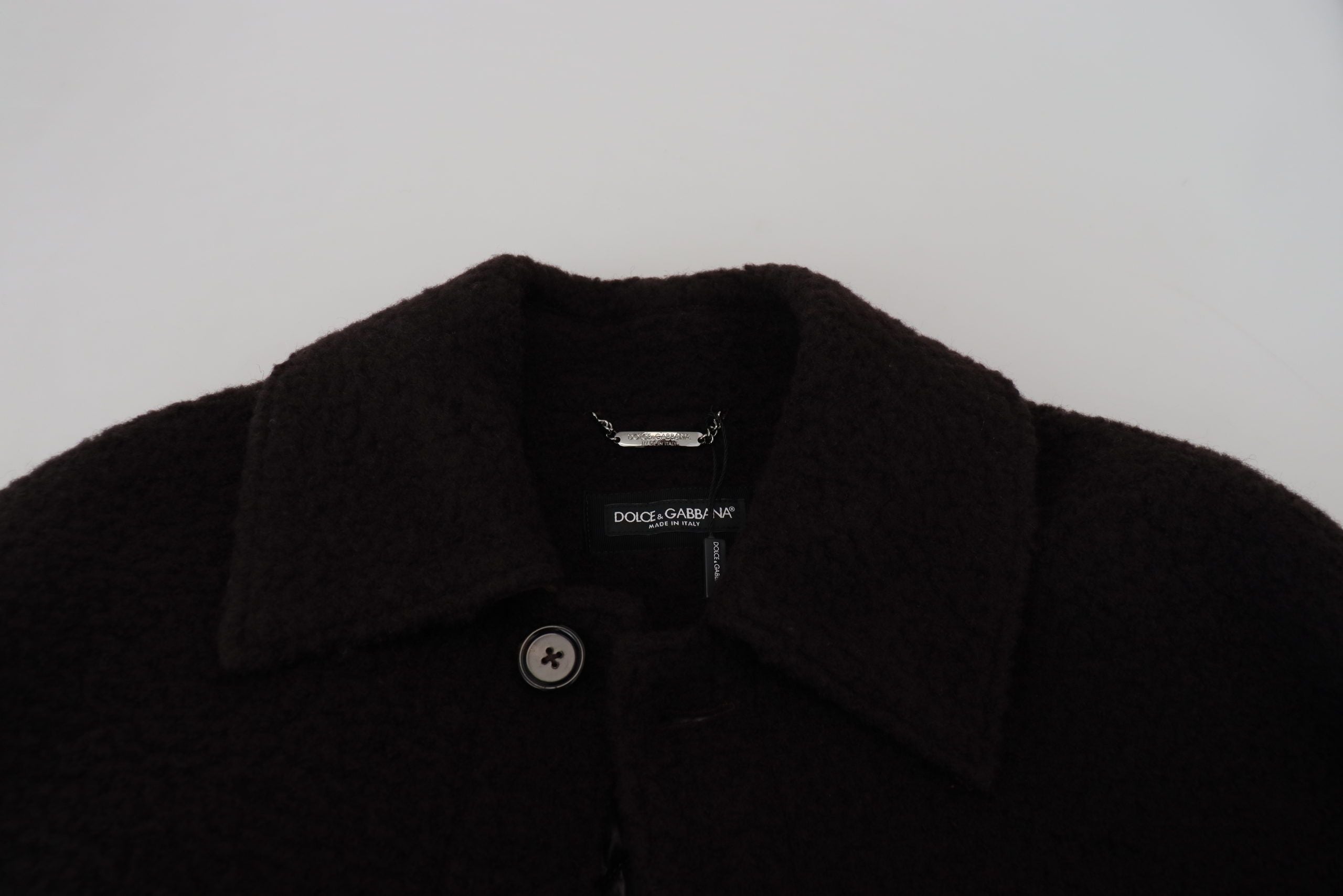 Dolce & Gabbana Black Alpaca Button Down Trench Coat Jacket