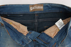 John Galliano Blue Wash Cotton Blend Slim Fit Jeans