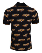 Dolce & Gabbana Black Car Print Short Sleeve Polo T-shirt