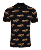 Dolce & Gabbana Black Car Print Short Sleeve Polo T-shirt