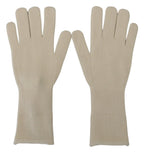 Dolce & Gabbana White Cashmere Knitted Hands Mitten Mens Gloves