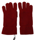 Dolce & Gabbana Red 100% Cashmere Knit Hands Mitten Mens Gloves