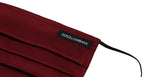 Dolce & Gabbana Maroon Silk Pleated Elastic Ear Strap One Size Face Mask