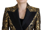 Dolce & Gabbana Black Gold Jacquard Coat Blazer Jacket