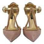 Dolce & Gabbana Pink Crystal T-strap Heels Pumps Shoes