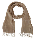 Costume National Beige Cotton Shawl Foulard Fringe Scarf