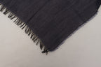 GF Ferre Dark Blue Wool Neck Wrap Shawl Fringes Scarf