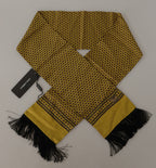 Dolce & Gabbana Yellow Patterned Silk Neck Wrap Fringe Scarf